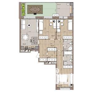 3-к квартира, вторичка, 119м2, 1/9 этаж