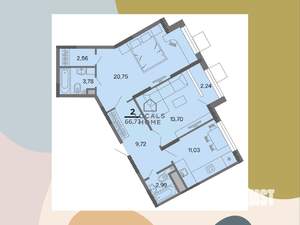 2-к квартира, вторичка, 67м2, 15/22 этаж