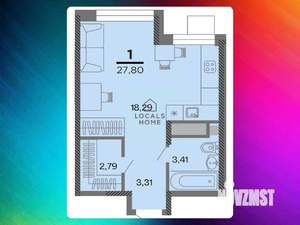 1-к квартира, вторичка, 28м2, 2/22 этаж