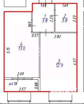 1-к квартира, вторичка, 34м2, 1/16 этаж
