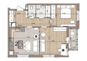 2-к квартира, вторичка, 65м2, 24/25 этаж