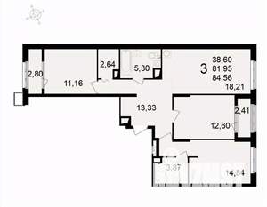 3-к квартира, вторичка, 85м2, 11/24 этаж