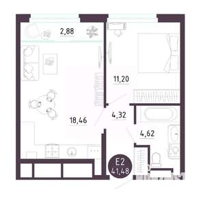 1-к квартира, вторичка, 41м2, 14/18 этаж