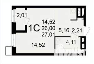 1-к квартира, вторичка, 28м2, 8/24 этаж