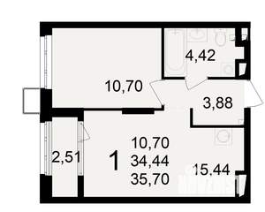 1-к квартира, вторичка, 34м2, 9/23 этаж