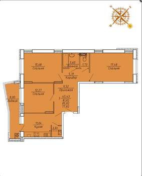 3-к квартира, вторичка, 86м2, 6/10 этаж