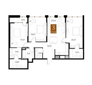 3-к квартира, вторичка, 123м2, 7/9 этаж
