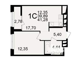 1-к квартира, вторичка, 40м2, 19/25 этаж