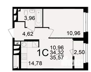 1-к квартира, вторичка, 34м2, 18/25 этаж