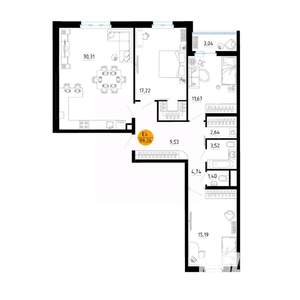 3-к квартира, вторичка, 99м2, 13/25 этаж