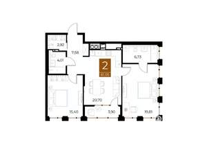 2-к квартира, вторичка, 81м2, 3/8 этаж
