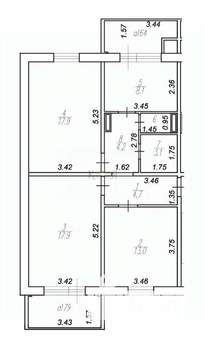 3-к квартира, вторичка, 70м2, 5/6 этаж