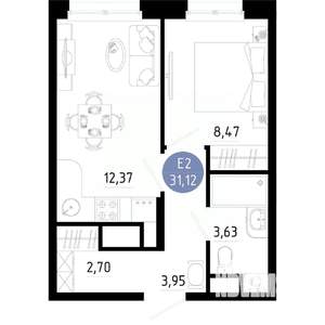 1-к квартира, вторичка, 31м2, 11/14 этаж