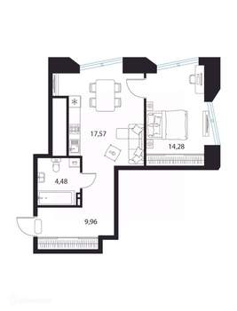 1-к квартира, вторичка, 46м2, 5/20 этаж