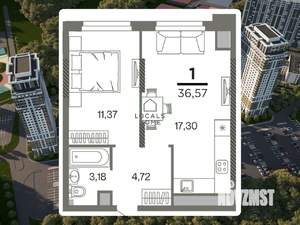 1-к квартира, вторичка, 37м2, 10/26 этаж