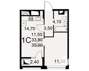 1-к квартира, вторичка, 35м2, 5/17 этаж