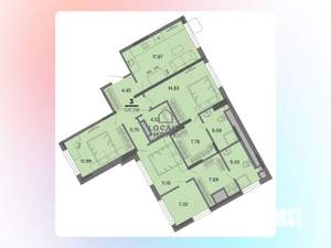3-к квартира, вторичка, 107м2, 19/22 этаж