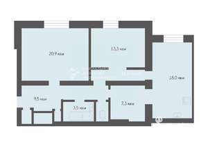 3-к квартира, вторичка, 79м2, 1/2 этаж