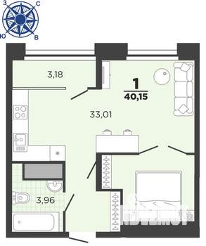 1-к квартира, вторичка, 40м2, 22/26 этаж
