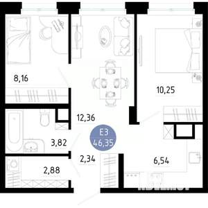 2-к квартира, вторичка, 46м2, 6/14 этаж