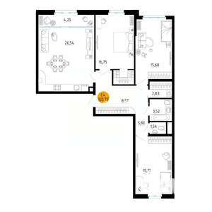 3-к квартира, вторичка, 101м2, 11/18 этаж