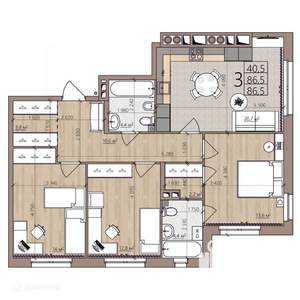 3-к квартира, вторичка, 87м2, 2/9 этаж