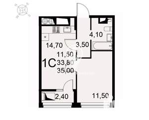 1-к квартира, вторичка, 35м2, 3/17 этаж
