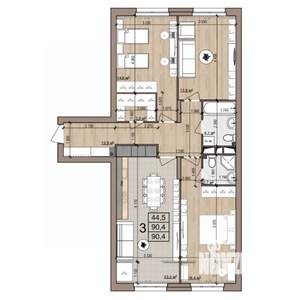 3-к квартира, вторичка, 90м2, 20/25 этаж