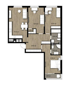 3-к квартира, вторичка, 100м2, 9/16 этаж