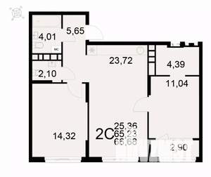 2-к квартира, вторичка, 67м2, 4/22 этаж