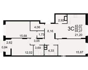3-к квартира, вторичка, 93м2, 6/25 этаж