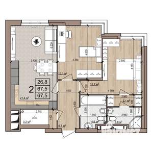 2-к квартира, вторичка, 68м2, 8/25 этаж