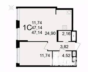 1-к квартира, вторичка, 47м2, 1/11 этаж