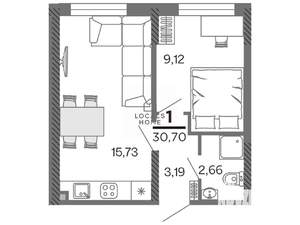 1-к квартира, вторичка, 31м2, 21/25 этаж