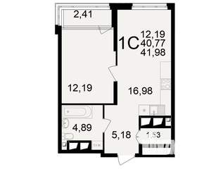 1-к квартира, вторичка, 41м2, 25/25 этаж