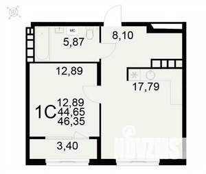 1-к квартира, вторичка, 46м2, 7/22 этаж