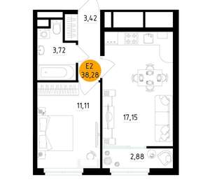 1-к квартира, вторичка, 38м2, 24/25 этаж