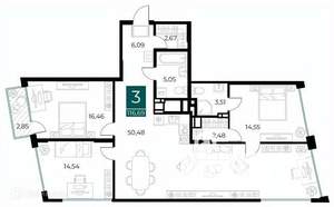 3-к квартира, вторичка, 117м2, 13/14 этаж
