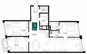 3-к квартира, вторичка, 118м2, 10/14 этаж