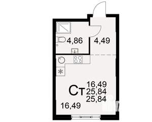 1-к квартира, вторичка, 26м2, 1/22 этаж