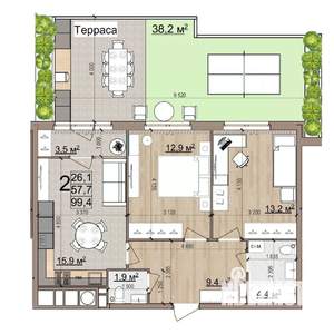 2-к квартира, вторичка, 99м2, 1/25 этаж