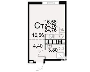 1-к квартира, вторичка, 25м2, 12/22 этаж