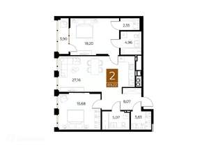 2-к квартира, вторичка, 89м2, 3/9 этаж