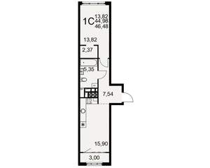 1-к квартира, вторичка, 45м2, 10/10 этаж