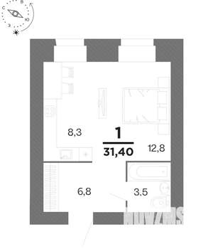 Студия квартира, вторичка, 31м2, 16/16 этаж