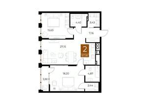 2-к квартира, вторичка, 87м2, 7/8 этаж