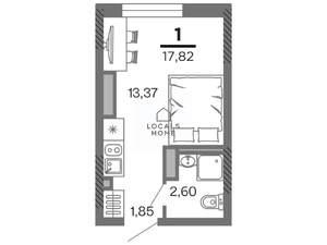 Студия квартира, вторичка, 18м2, 21/25 этаж