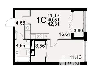 1-к квартира, вторичка, 41м2, 19/25 этаж