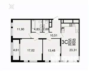 3-к квартира, вторичка, 86м2, 1/26 этаж