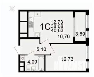 1-к квартира, вторичка, 41м2, 20/26 этаж